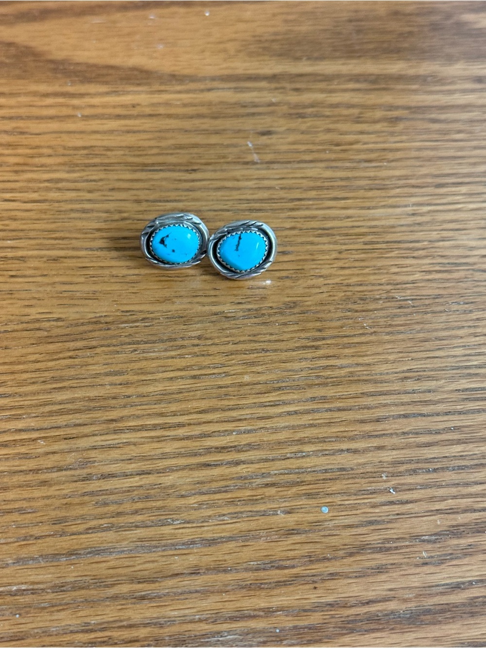Vintage Navajo Sterling Silver Turquoise Earrings Native American Studs 6 grams - Picture 10 of 15